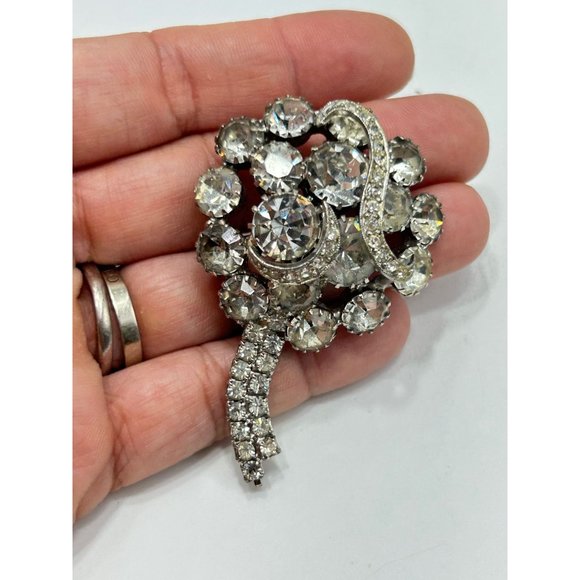 Vintage Rhinestones Brooch Clear Glass Stones Prong Set Shooting Star Design - Picture 5 of 6